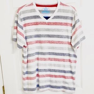 Striped V-neck T shirt